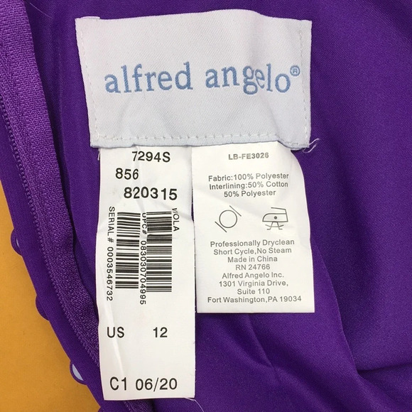 Alfredo Angelo Bridesmaid Purple Ruffle Dress Womens 12 Spaghetti Straps Prom - Picture 7 of 9